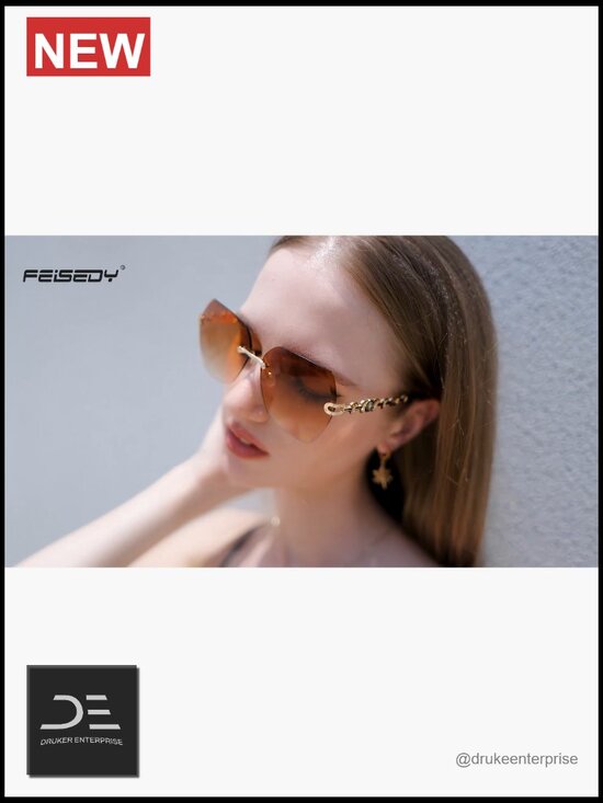 Rimless Diamond Cutting Metal Frame Sunglasses UV400 HD Lens main image 6